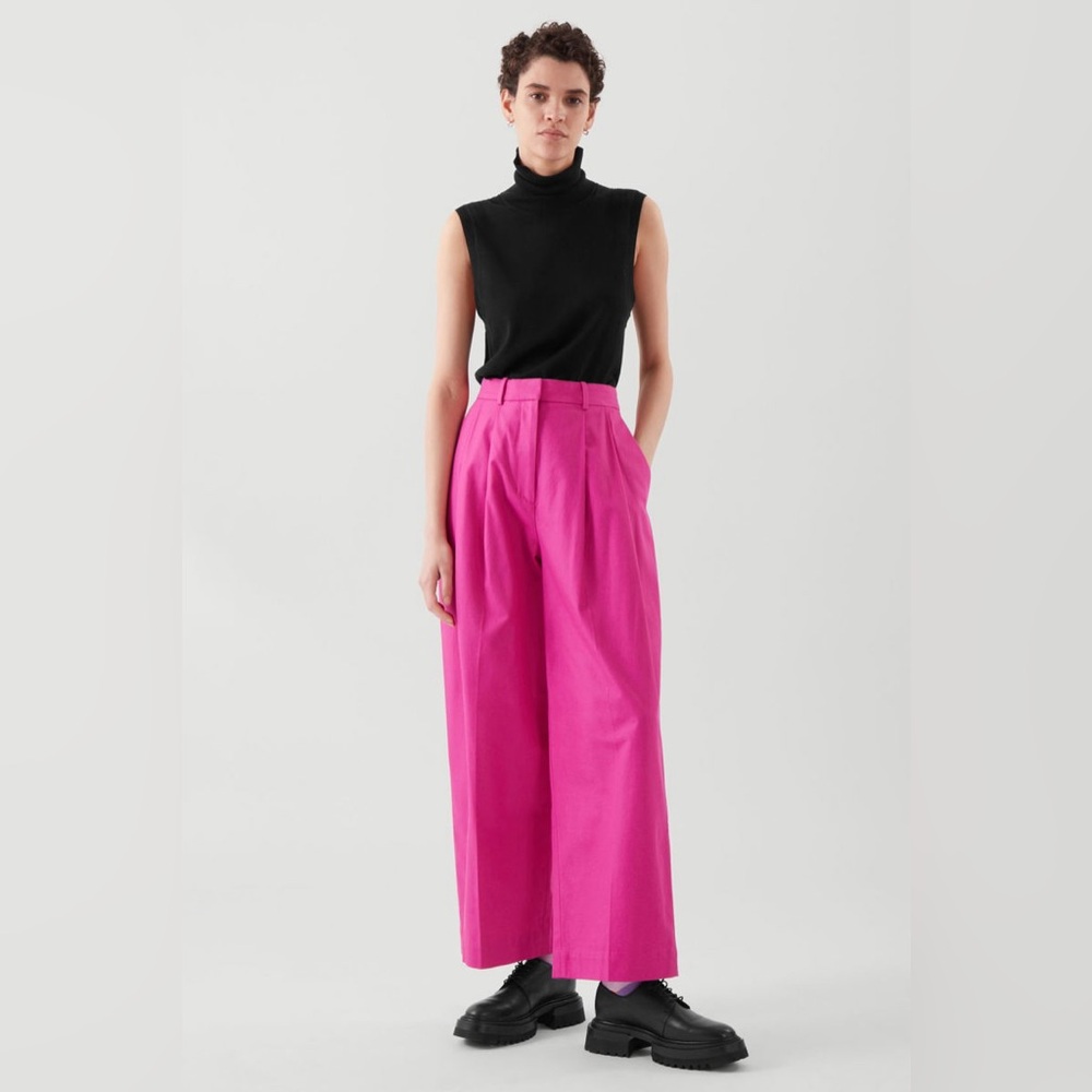 COS Wide-Leg Tailored Trousers Bright Pink, size US 6